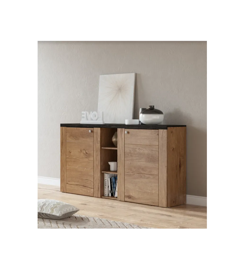 Komoda LARONA 155 cm o wybarwieniu dąb lefkas z kolorem touchwood*Helvetia Discount