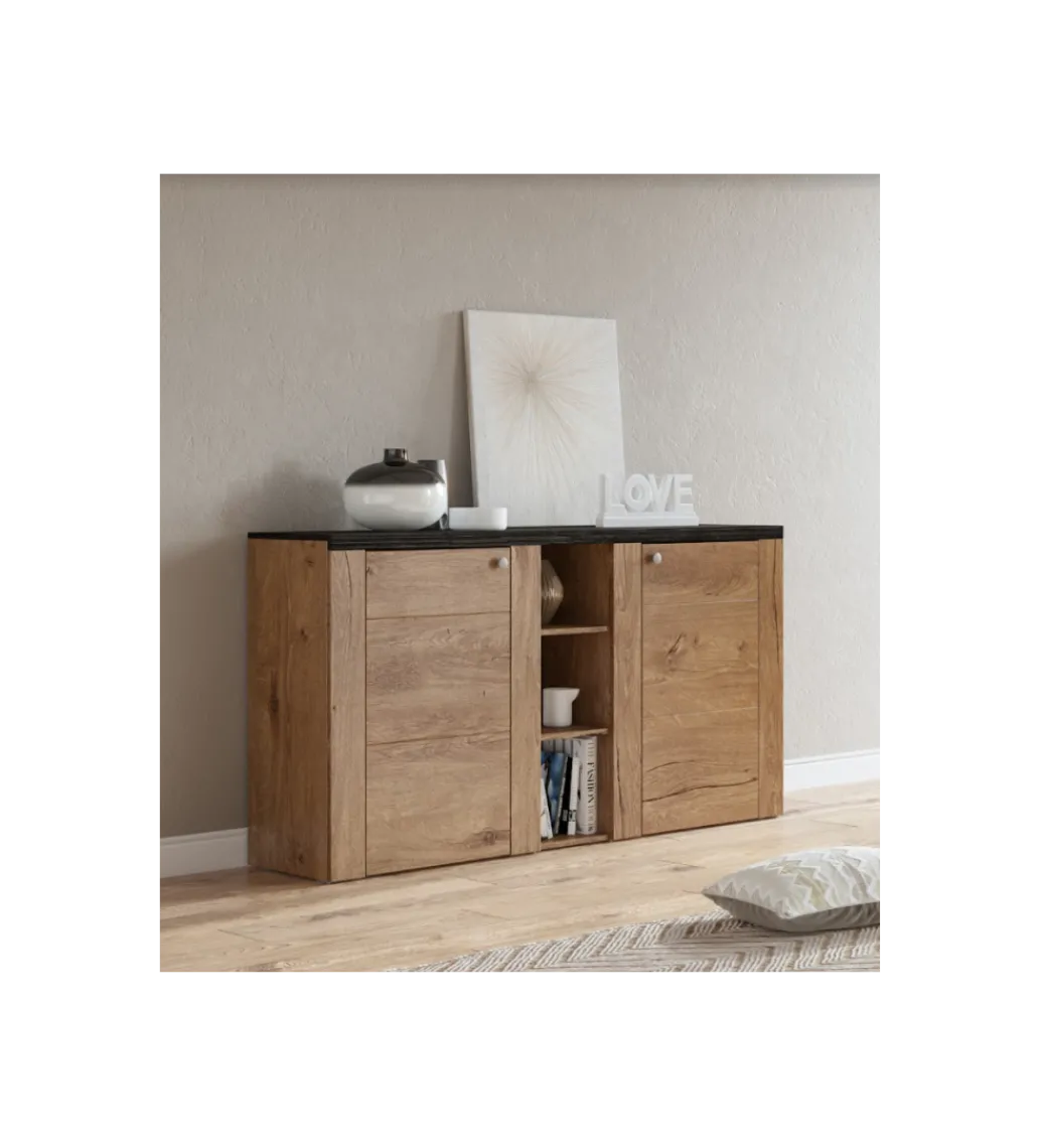 Komoda LARONA 155 cm o wybarwieniu dąb lefkas z kolorem touchwood*Helvetia Discount