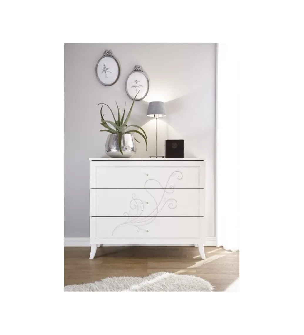 Komoda NIVEA 104 cm biała z ozdobnym nadrukiem*MCA Linia Włoska Outlet