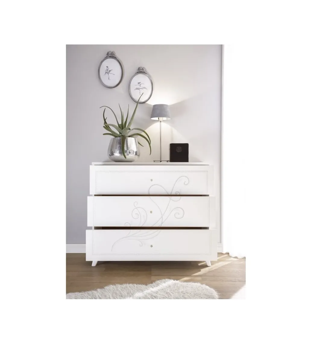 Komoda NIVEA 104 cm biała z ozdobnym nadrukiem*MCA Linia Włoska Outlet