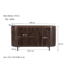Komoda NOORK 170 cm w kolorze orzechowym*LF-Design