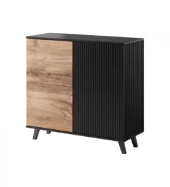 Komoda RANDOM 100 cm w kolorze dąb wotan z kolorem czarnym*Halmar Clearance