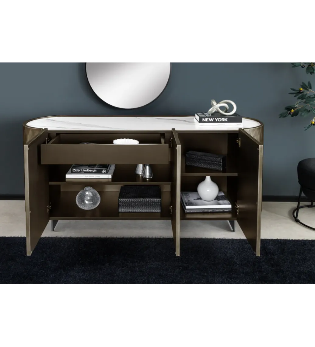Komoda REFLECTION 150 cm efekt 3D marmur brązowa*Invicta Interior Discount