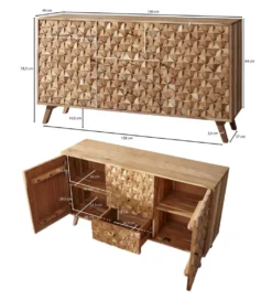 Komoda REWA 140 cm drewno akacja*WOHNLING, GERMANY New