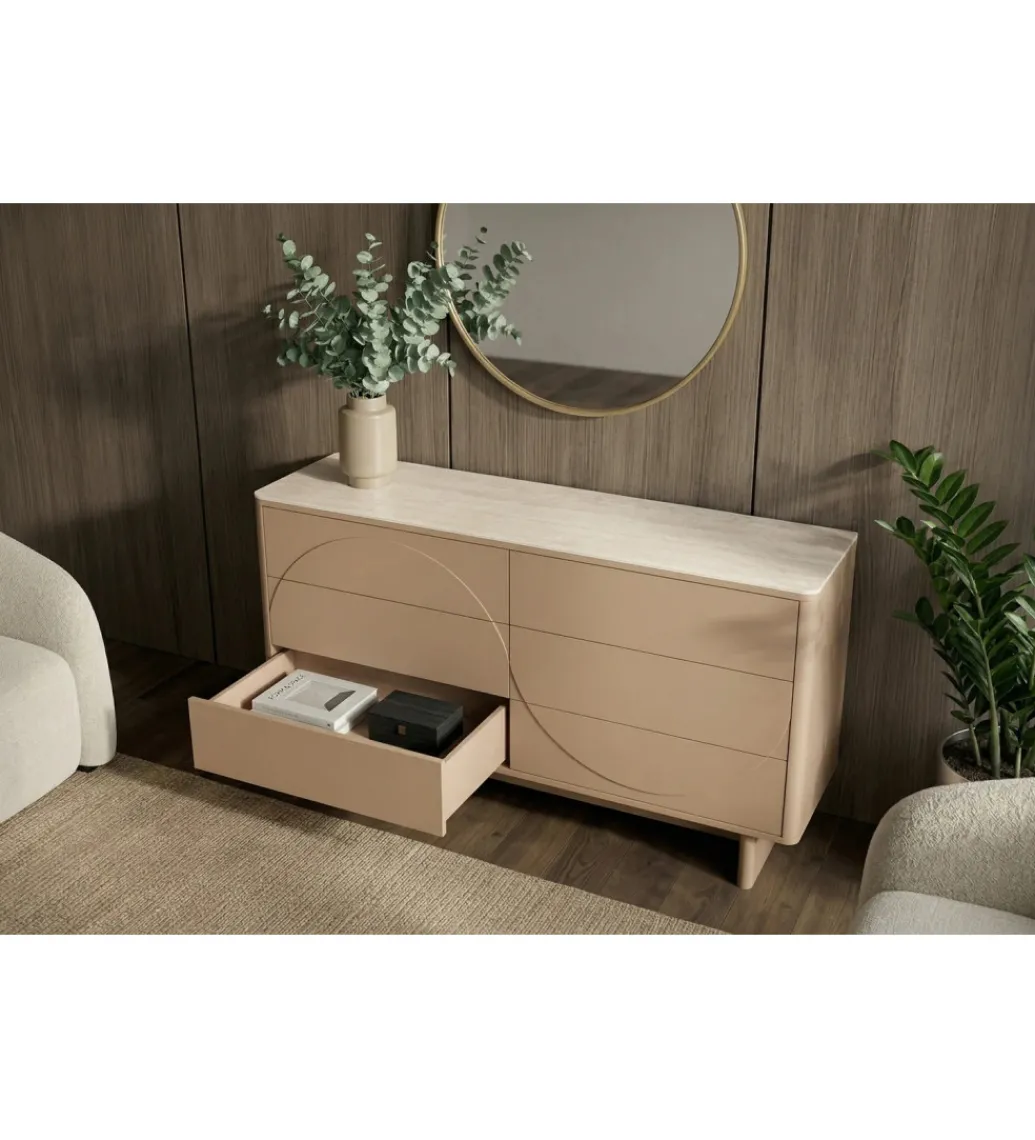 Komoda SAVOY 150 cm ceramika w optyce trawertynu*Invicta Interior