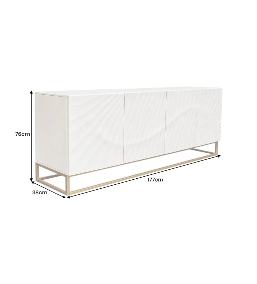 Komoda SCORPION 180 cm drewno mango biała wzór 3D*Invicta Interior Online