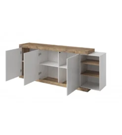 Komoda SINTRA 220 cm biała z dodatkiem koloru Dąb Samdal*Helvetia Discount