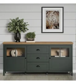 Komoda STANTON 184 cm w optyce dębu Evoke Ciemnozielony*MCA Linia Włoska New