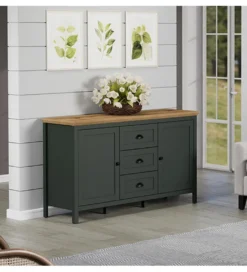 Komoda STANTON 143 cm w optyce dębu Evoke Ciemnozielony*MCA Linia Włoska New