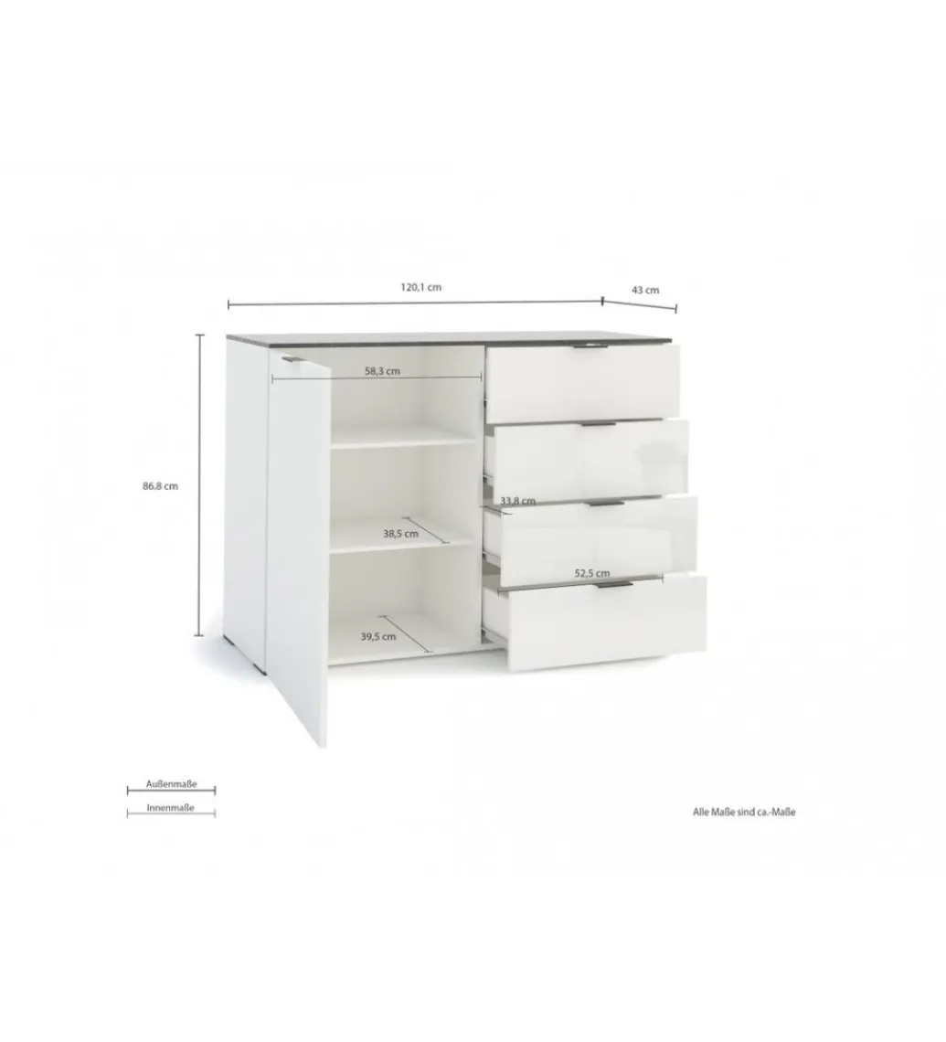 Komoda STONE 120 cm biała*MCA Linia Włoska Outlet