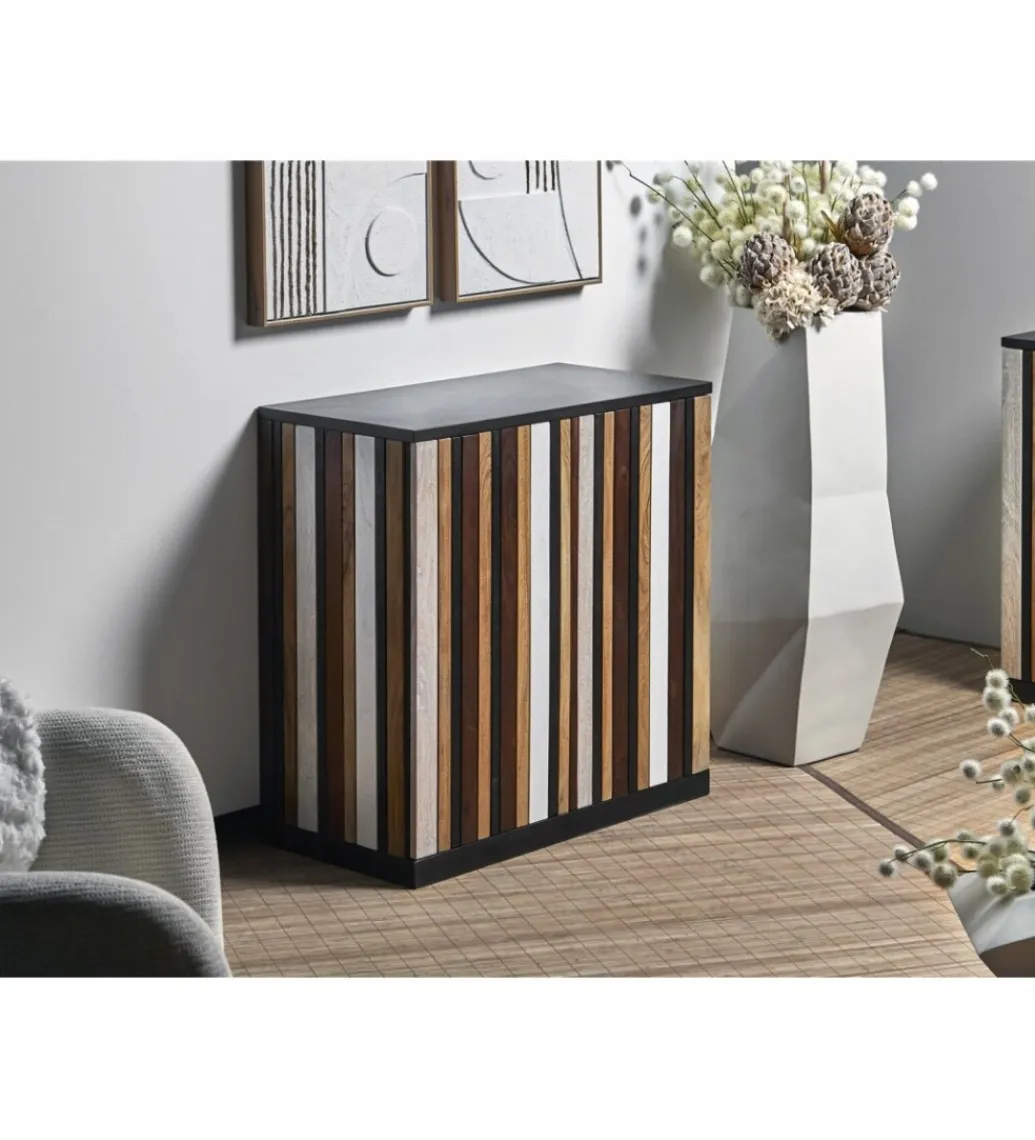 Komoda SZPAT 80 cm drewno akacja wielokolorowa*Imeri Best
