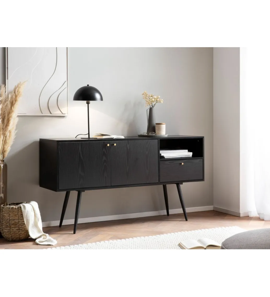 Komoda TAURI 140 cm czarna*WOHNLING, GERMANY Online