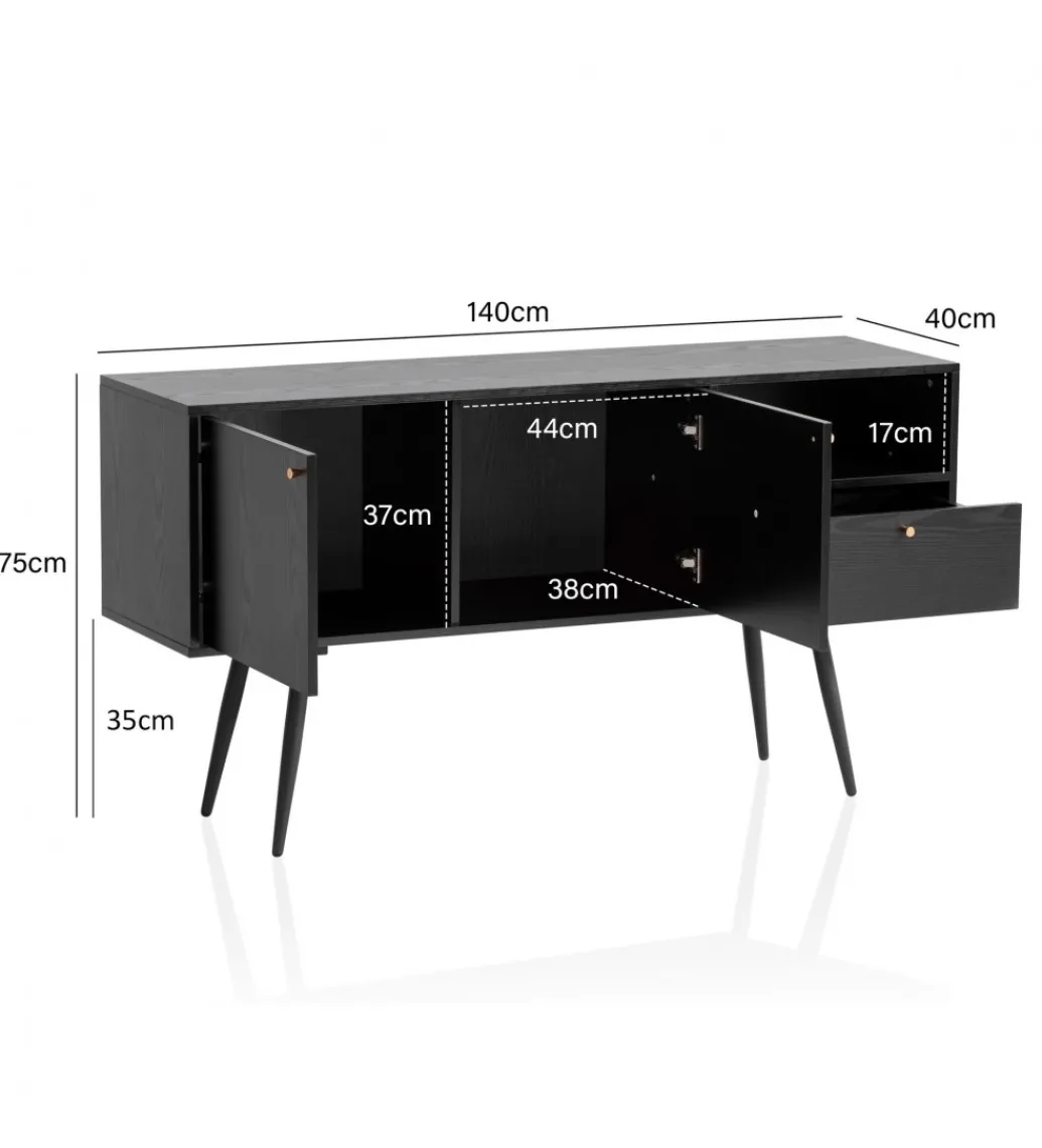 Komoda TAURI 140 cm czarna*WOHNLING, GERMANY Online