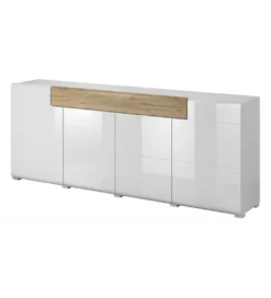 Komoda TOLEDO 208 cm biała z dodatkiem koloru dąb san remo*Helvetia