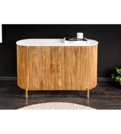 Komoda TRES CHIC 105 cm drewno mango biały marmur naturalna*Invicta Interior - przedsprzedaż