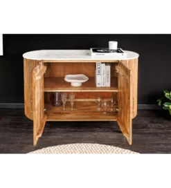 Komoda TRES CHIC 105 cm drewno mango biały marmur naturalna*Invicta Interior - przedsprzedaż
