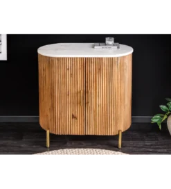 Komoda TRES CHIC 70 cm drewno mango biały marmur blat*Invicta Interior - przedsprzedaż