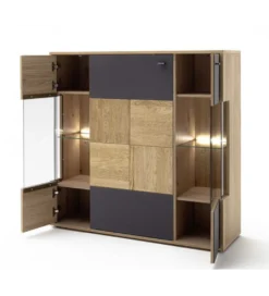 Komoda VALENCIA 124 cm antracytowo naturalna*MCA Outlet