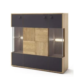 Komoda VALENCIA 124 cm antracytowo naturalna*MCA Outlet