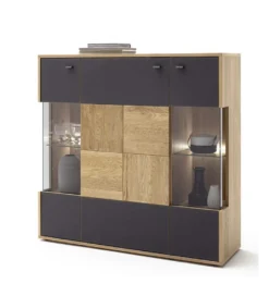 Komoda VALENCIA 124 cm antracytowo naturalna*MCA Outlet