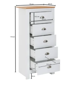 Komoda VINCENTE 53 cm biała*WOHNLING, GERMANY Discount
