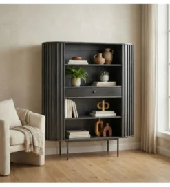Komoda WOHNLING 122 cm drewno akacja czarna*WOHNLING, GERMANY Online