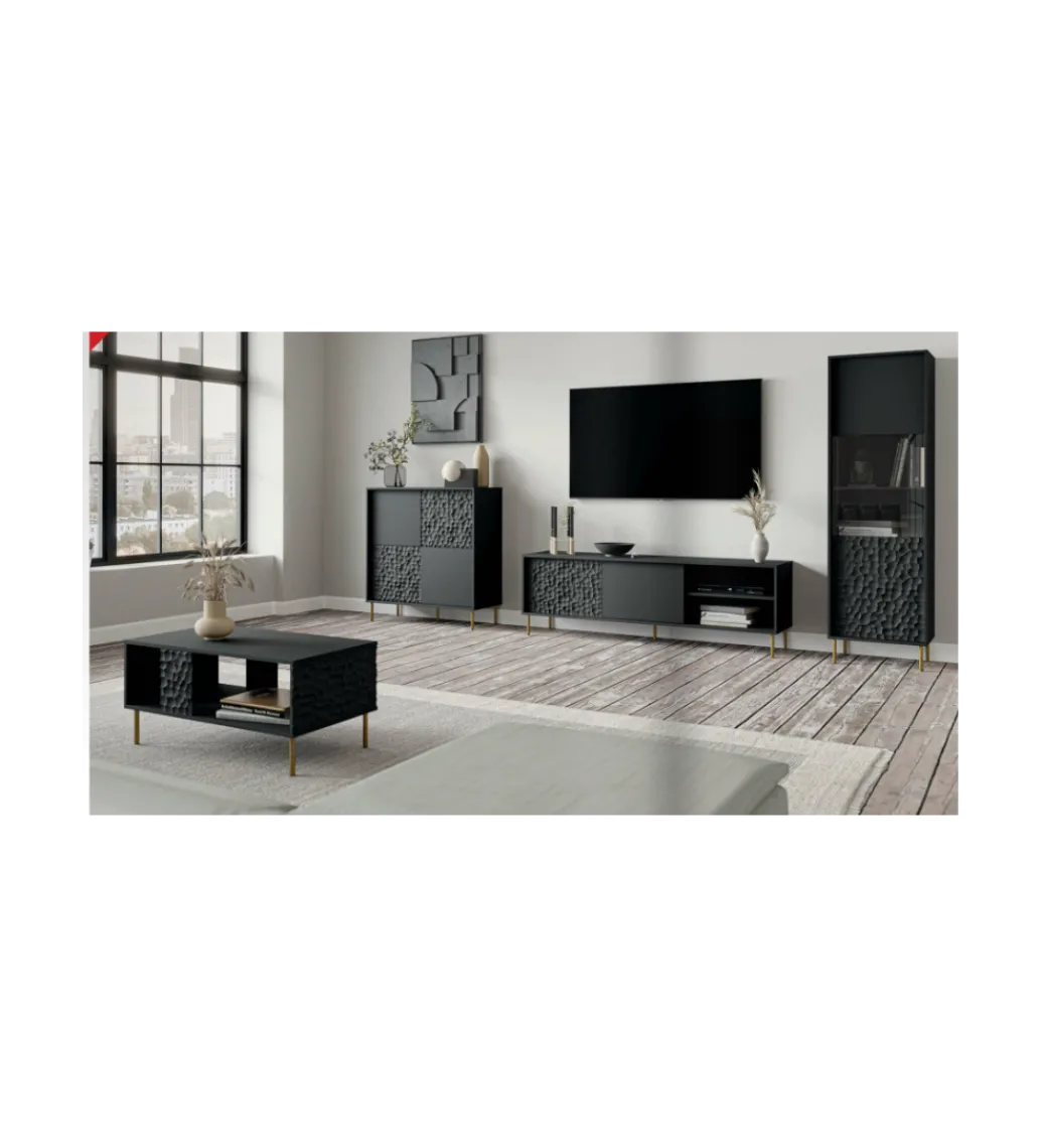 Komoda wysoka BULLET 100 cm czarna*Halmar Outlet