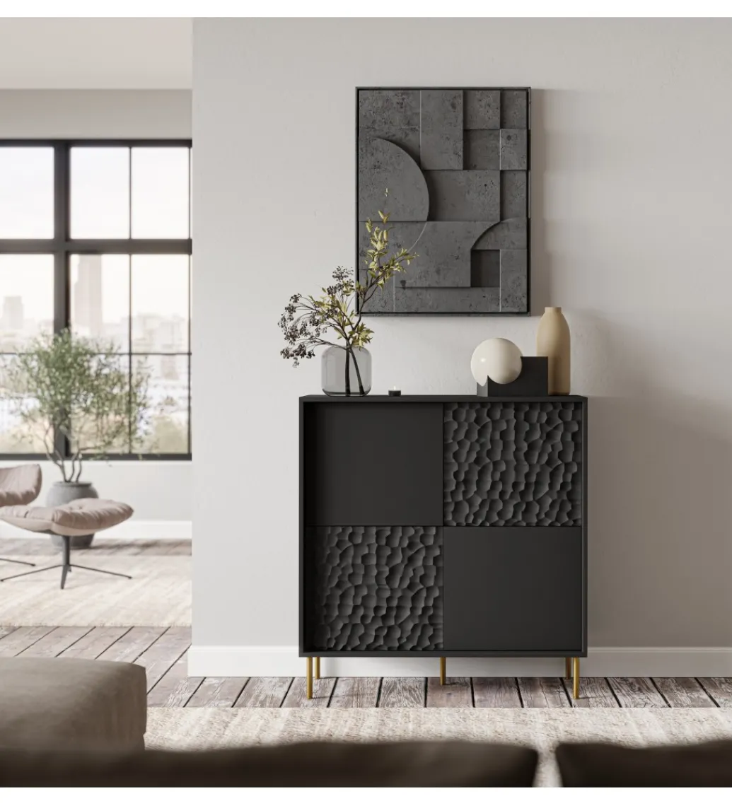 Komoda wysoka BULLET 100 cm czarna*Halmar Outlet