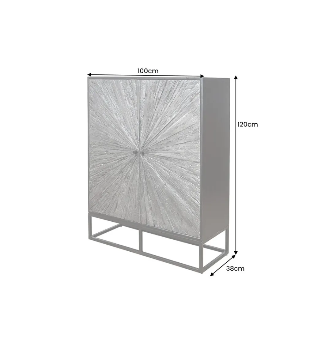 Komoda wysoka CRATER 100 cm drewno mango szara*Invicta Interior - przedsprzedaż Online