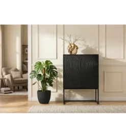 Komoda wysoka 3D ORBIT 120 cm drewno mango czarna*Invicta Interior New