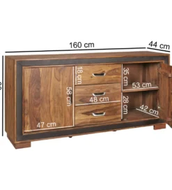 Komoda wysoka 3D ORBIT 120 cm drewno mango brązowa*WOHNLING, GERMANY Sale