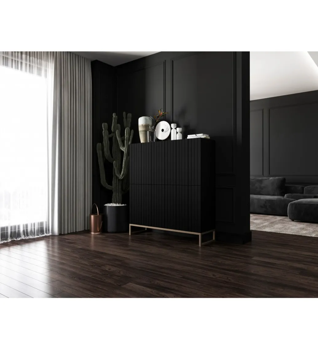 Komoda wysoka ELPIS 112 cm czarna*Polski Design ML Discount