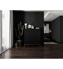 Komoda wysoka ELPIS 112 cm czarna*Polski Design ML Discount