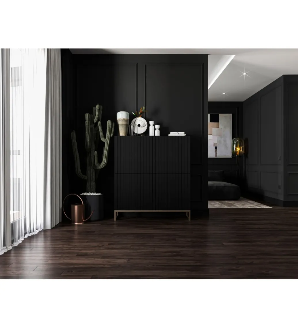 Komoda wysoka ELPIS 112 cm czarna*Polski Design ML Discount