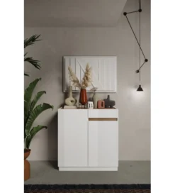 Komoda wysoka FANTASY 105 cm biała z dodatkiem dąb Mercure*MCA Linia Włoska Hot