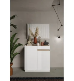Komoda wysoka FANTASY 105 cm biała z dodatkiem dąb Cadiz*MCA Linia Włoska New