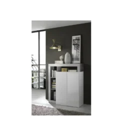 Komoda wysoka HAMBURG 108 cm biała z dodatkiem koloru szarego*MCA Linia Włoska New
