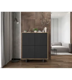 Komoda wysoka HAMBURG 108 cm biała z dodatkiem koloru dąb Cadiz*Polski Design ML Hot