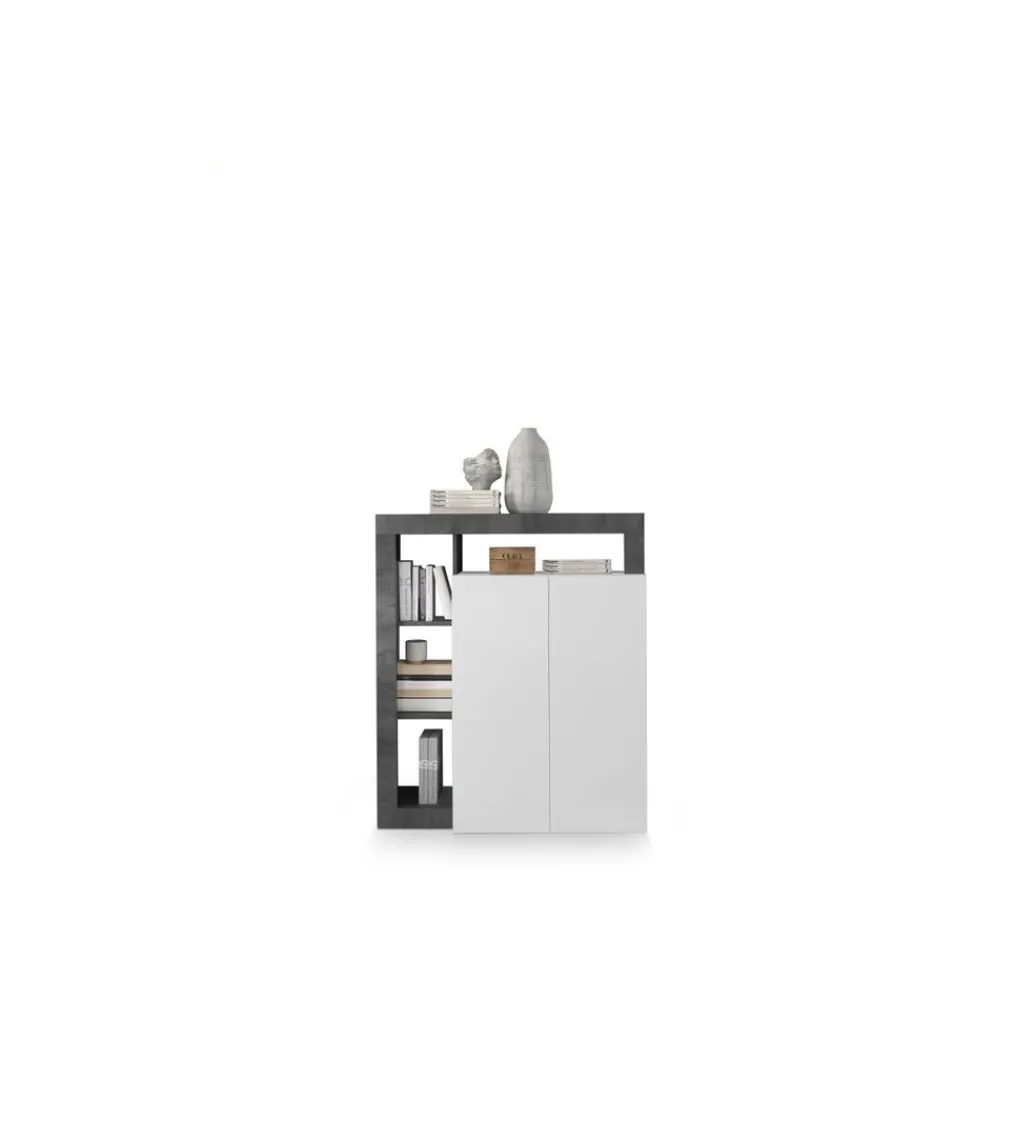 Komoda wysoka HAMBURG 127 cm Biała Z Dodatkiem Koloru antracytowego*MCA Linia Włoska New