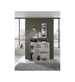 Komoda wysoka HAMBURG 127 cm Biała Z Dodatkiem Koloru antracytowego*MCA Linia Włoska New