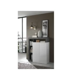 Komoda wysoka HAMBURG 127 cm Biała Z Dodatkiem Koloru antracytowego*MCA Linia Włoska New