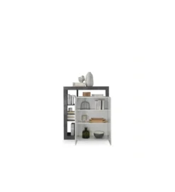 Komoda wysoka HAMBURG 127 cm Biała Z Dodatkiem Koloru antracytowego*MCA Linia Włoska New