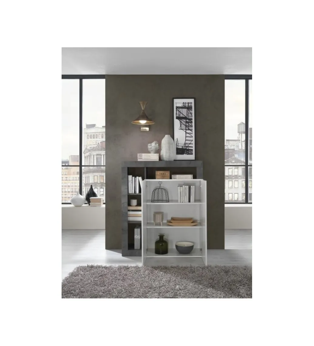 Komoda wysoka HAMBURG 127 cm Biała Z Dodatkiem Koloru antracytowego*MCA Linia Włoska New