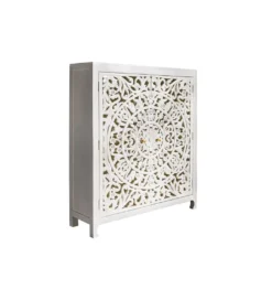 Komoda wysoka LYNX 110 cm drewno mango biała*Invicta Interior