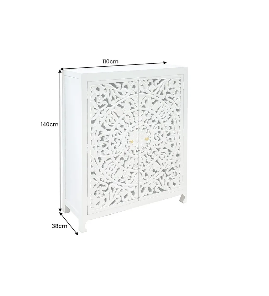 Komoda wysoka LYNX 110 cm drewno mango biała*Invicta Interior