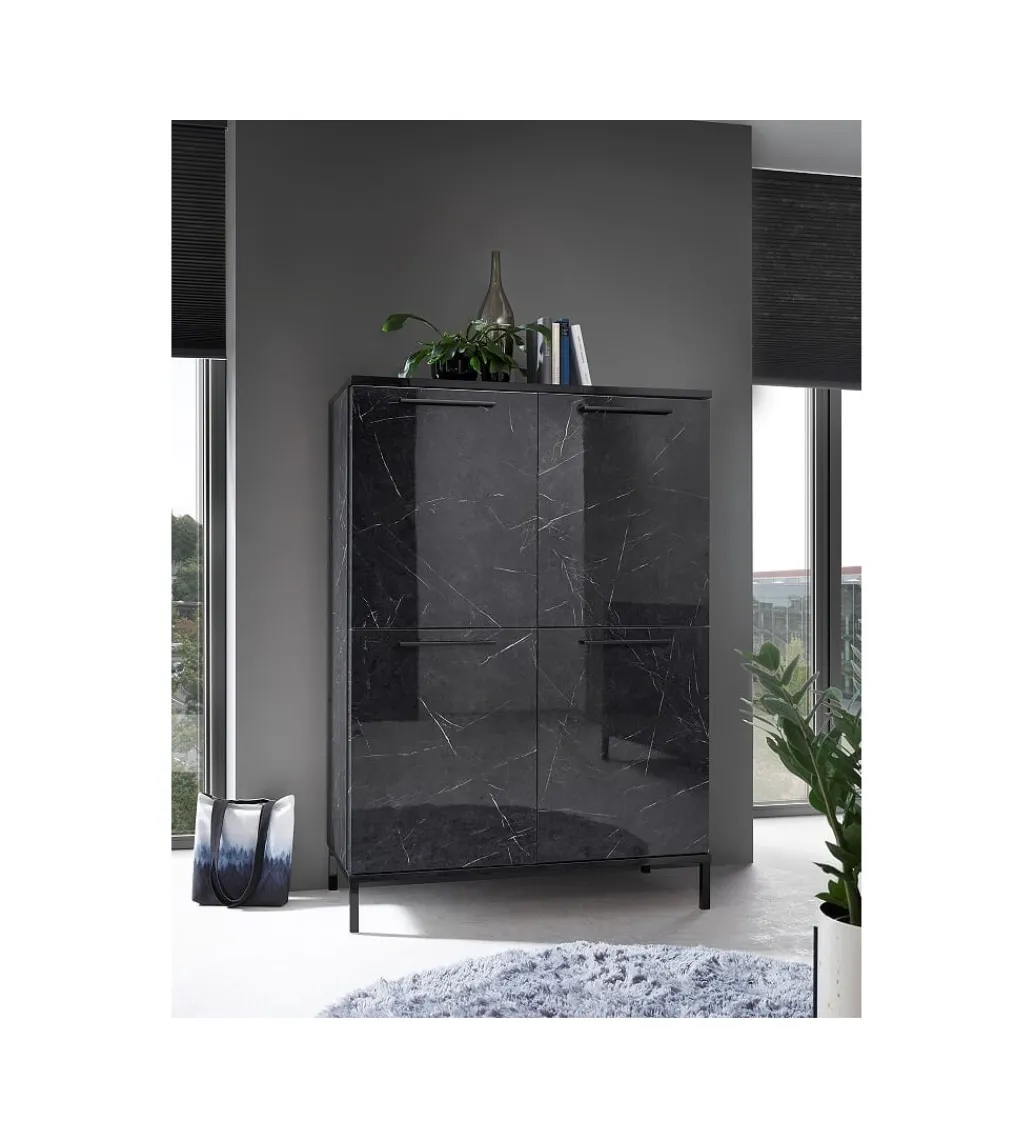 Komoda wysoka MANGO 106 cm W Optyce Antracytowego Marmuru*MCA Linia Włoska Discount