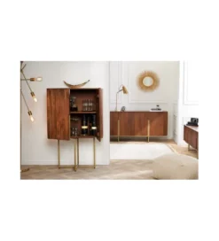 Komoda wysoka NAGOJA 80 cm drewno mango brąz*Invicta Interior - przedsprzedaż Discount