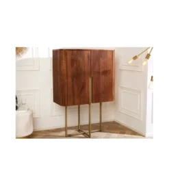 Komoda wysoka NAGOJA 80 cm drewno mango brąz*Invicta Interior - przedsprzedaż Discount