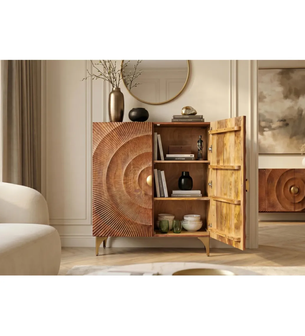 Komoda wysoka SWEET GOLDEN SUNSET 120 cm drewno mango brązowa*Invicta Interior - przedsprzedaż Hot