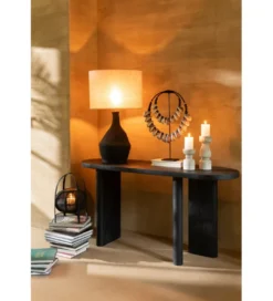 Konsola LEMONE 150 cm drewno teak czarna*J-Line Hot